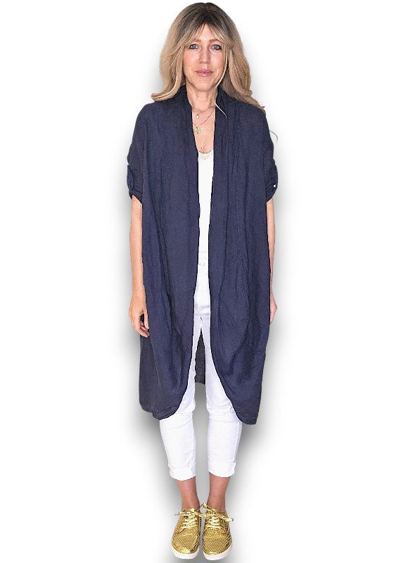 HELGA MAY_LINEN COVER UP NAVY _ LINEN COVER UP NAVY _ Ebony Boutique NZ