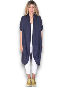 HELGA MAY_LINEN COVER UP NAVY _ LINEN COVER UP NAVY _ Ebony Boutique NZ