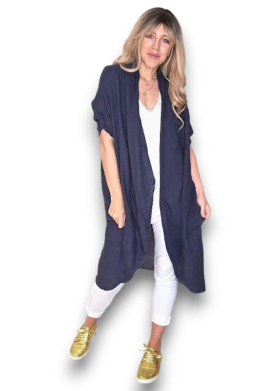 HELGA MAY_LINEN COVER UP NAVY _ LINEN COVER UP NAVY _ Ebony Boutique NZ