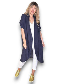 HELGA MAY_LINEN COVER UP NAVY _ LINEN COVER UP NAVY _ Ebony Boutique NZ