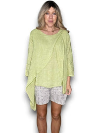 HELGA MAY_LINEN LAYER TOP ANTIQUE LIME _ LINEN LAYER TOP ANTIQUE LIME _ Ebony Boutique NZ