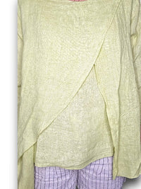 HELGA MAY_LINEN LAYER TOP ANTIQUE LIME _ LINEN LAYER TOP ANTIQUE LIME _ Ebony Boutique NZ