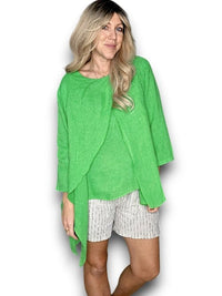 HELGA MAY_LINEN LAYER TOP BRIGHT GREEN _ LINEN LAYER TOP BRIGHT GREEN _ Ebony Boutique NZ