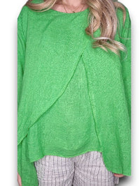 HELGA MAY_LINEN LAYER TOP BRIGHT GREEN _ LINEN LAYER TOP BRIGHT GREEN _ Ebony Boutique NZ