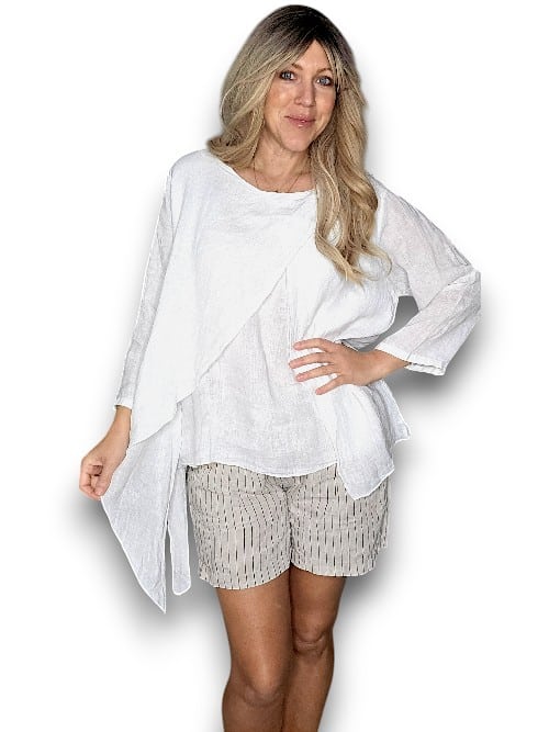 HELGA MAY_LINEN LAYER TOP WHITE _ LINEN LAYER TOP WHITE _ Ebony Boutique NZ