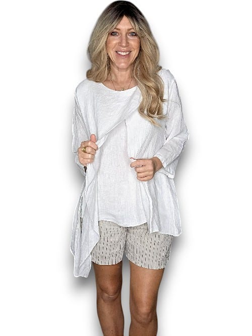 HELGA MAY_LINEN LAYER TOP WHITE _ LINEN LAYER TOP WHITE _ Ebony Boutique NZ