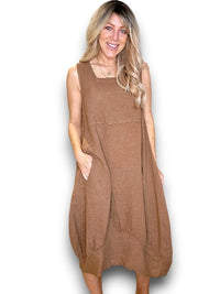 HELGA MAY_MAXI TANK DRESS LINEN COFFEE _ MAXI TANK DRESS LINEN COFFEE _ Ebony Boutique NZ