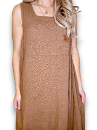 HELGA MAY_MAXI TANK DRESS LINEN COFFEE _ MAXI TANK DRESS LINEN COFFEE _ Ebony Boutique NZ