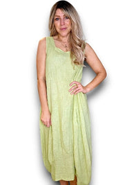 HELGA MAY_MAXI TANK DRESS LINEN LIME _ MAXI TANK DRESS LINEN LIME _ Ebony Boutique NZ