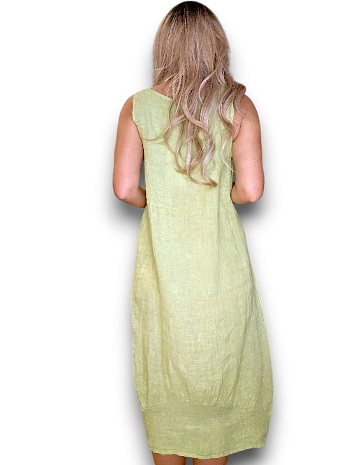 HELGA MAY_MAXI TANK DRESS LINEN LIME _ MAXI TANK DRESS LINEN LIME _ Ebony Boutique NZ