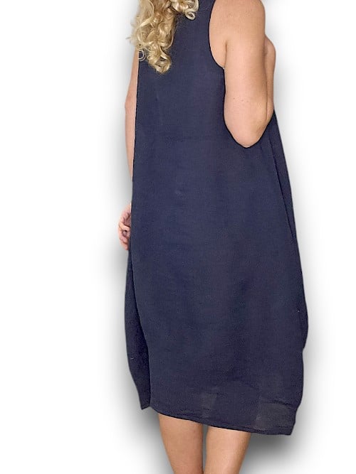 HELGA MAY_MAXI TANK DRESS LINEN NAVY _ MAXI TANK DRESS LINEN NAVY _ Ebony Boutique NZ