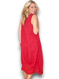 HELGA MAY_MAXI TANK DRESS LINEN RED _ MAXI TANK DRESS LINEN RED _ Ebony Boutique NZ