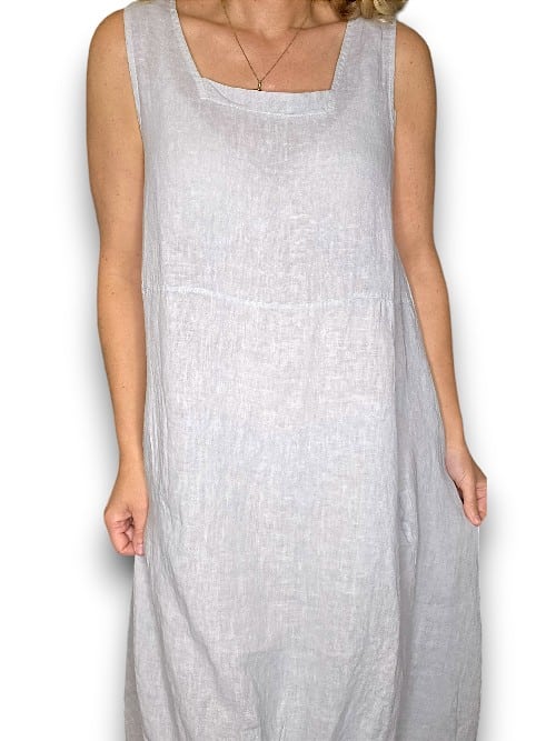 HELGA MAY_MAXI TANK DRESS LINEN SILVER _ MAXI TANK DRESS LINEN SILVER _ Ebony Boutique NZ