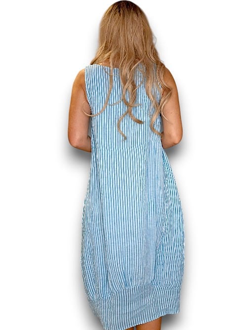 HELGA MAY_MAXI TANK DRESS LINEN STRIPE LIGHT BLUE _ MAXI TANK DRESS LINEN STRIPE LIGHT BLUE _ Ebony Boutique NZ