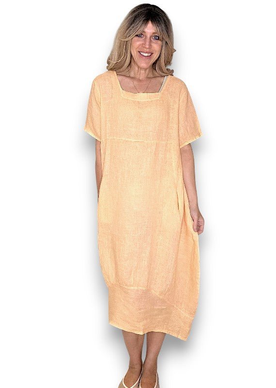 HELGA MAY_MID SLEEVE MAXI DRESS BRIGHT PEACH _ MID SLEEVE MAXI DRESS BRIGHT PEACH _ Ebony Boutique NZ