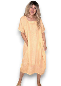 HELGA MAY_MID SLEEVE MAXI DRESS BRIGHT PEACH _ MID SLEEVE MAXI DRESS BRIGHT PEACH _ Ebony Boutique NZ