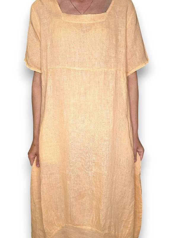 HELGA MAY_MID SLEEVE MAXI DRESS BRIGHT PEACH _ MID SLEEVE MAXI DRESS BRIGHT PEACH _ Ebony Boutique NZ