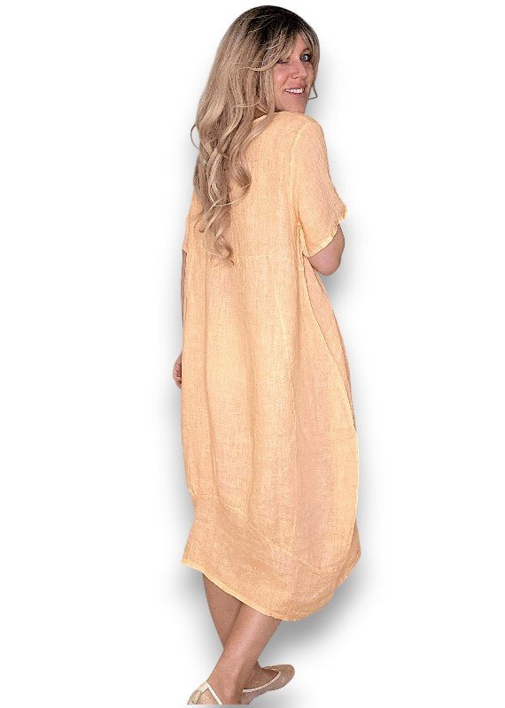 HELGA MAY_MID SLEEVE MAXI DRESS BRIGHT PEACH _ MID SLEEVE MAXI DRESS BRIGHT PEACH _ Ebony Boutique NZ