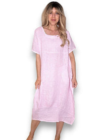 HELGA MAY_MID SLEEVE MAXI DRESS BUBBLEGUM _ MID SLEEVE MAXI DRESS BUBBLEGUM _ Ebony Boutique NZ