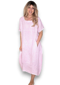 HELGA MAY_MID SLEEVE MAXI DRESS BUBBLEGUM _ MID SLEEVE MAXI DRESS BUBBLEGUM _ Ebony Boutique NZ