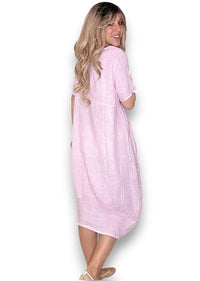 HELGA MAY_MID SLEEVE MAXI DRESS BUBBLEGUM _ MID SLEEVE MAXI DRESS BUBBLEGUM _ Ebony Boutique NZ