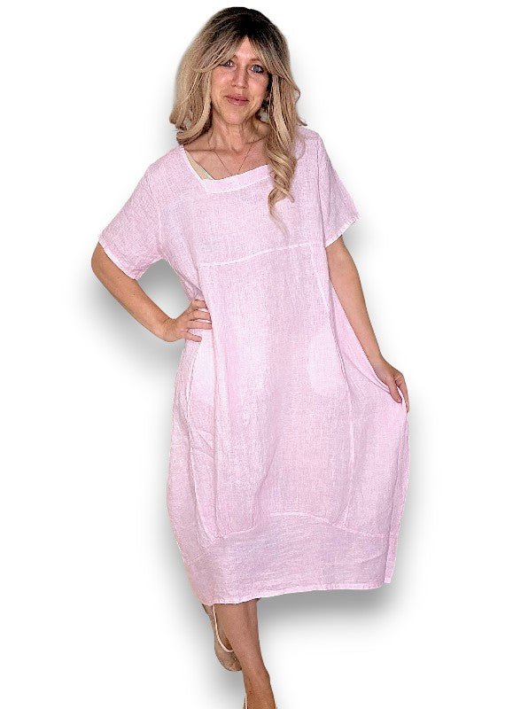 HELGA MAY_MID SLEEVE MAXI DRESS BUBBLEGUM _ MID SLEEVE MAXI DRESS BUBBLEGUM _ Ebony Boutique NZ