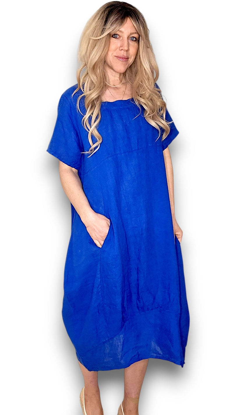 HELGA MAY_MID SLEEVE MAXI DRESS COBALT _ MID SLEEVE MAXI DRESS COBALT _ Ebony Boutique NZ