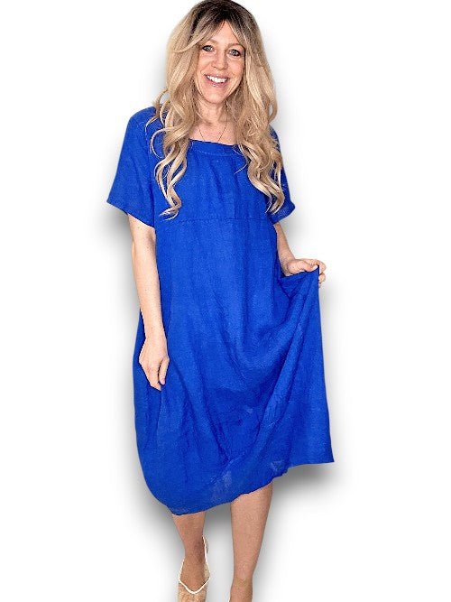 HELGA MAY_MID SLEEVE MAXI DRESS COBALT _ MID SLEEVE MAXI DRESS COBALT _ Ebony Boutique NZ