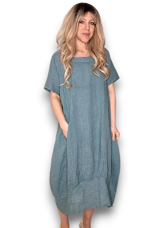 HELGA MAY_MID SLEEVE MAXI DRESS FADED JADE _ MID SLEEVE MAXI DRESS FADED JADE _ Ebony Boutique NZ