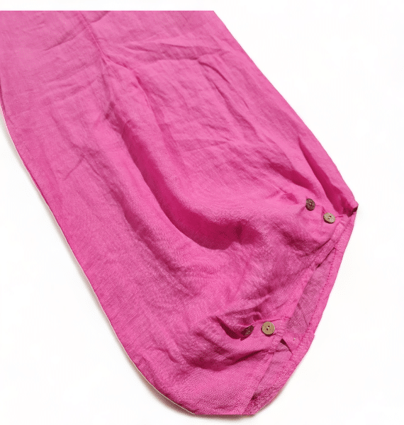 HELGA MAY_MINI BUTTON PANTS LINEN HOT PINK _ MINI BUTTON PANTS LINEN HOT PINK _ Ebony Boutique NZ