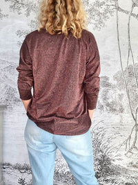 HELGA MAY_OVERLAY TOP LINEN TWINKLE DARK BRONZE _ OVERLAY TOP LINEN TWINKLE DARK BRONZE _ Ebony Boutique NZ