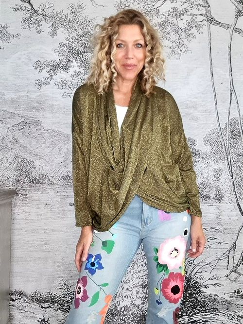 HELGA MAY_OVERLAY TOP LINEN TWINKLE DARK GOLD _ OVERLAY TOP LINEN TWINKLE DARK GOLD _ Ebony Boutique NZ