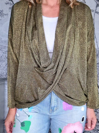 HELGA MAY_OVERLAY TOP LINEN TWINKLE DARK GOLD _ OVERLAY TOP LINEN TWINKLE DARK GOLD _ Ebony Boutique NZ