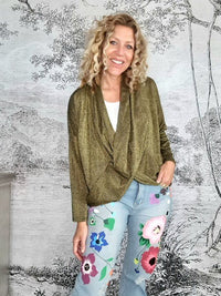 HELGA MAY_OVERLAY TOP LINEN TWINKLE DARK GOLD _ OVERLAY TOP LINEN TWINKLE DARK GOLD _ Ebony Boutique NZ