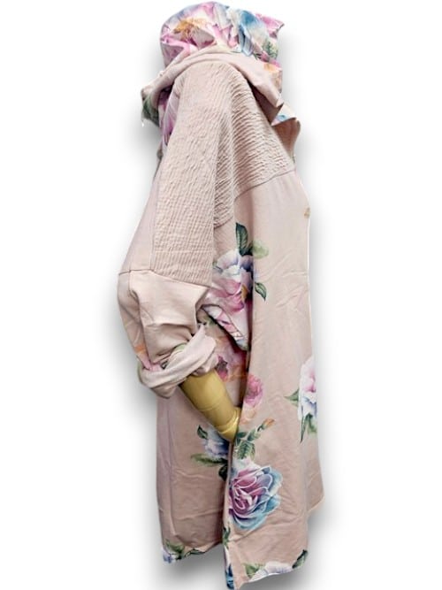 HELGA MAY_PATCHWORK HOODIE LINEN OMBRE PEONY BABY PINK _ PATCHWORK HOODIE LINEN OMBRE PEONY BABY PINK _ Ebony Boutique NZ