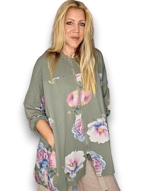 HELGA MAY_PATCHWORK HOODIE OMBRE PEONY FOREST _ PATCHWORK HOODIE OMBRE PEONY FOREST _ Ebony Boutique NZ