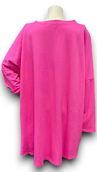 HELGA MAY_RIPPED COTTON SWEATER HOT PINK _ RIPPED COTTON SWEATER HOT PINK _ Ebony Boutique NZ