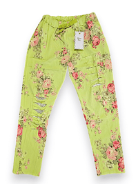 HELGA MAY_RIPPED PANTS LINEN HIGH TEA BRIGHT LIME _ RIPPED PANTS LINEN HIGH TEA BRIGHT LIME _ Ebony Boutique NZ