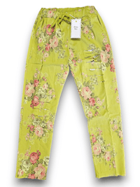 HELGA MAY_RIPPED PANTS LINEN HIGH TEA BRIGHT LIME _ RIPPED PANTS LINEN HIGH TEA BRIGHT LIME _ Ebony Boutique NZ