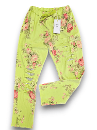 HELGA MAY_RIPPED PANTS LINEN HIGH TEA BRIGHT LIME _ RIPPED PANTS LINEN HIGH TEA BRIGHT LIME _ Ebony Boutique NZ