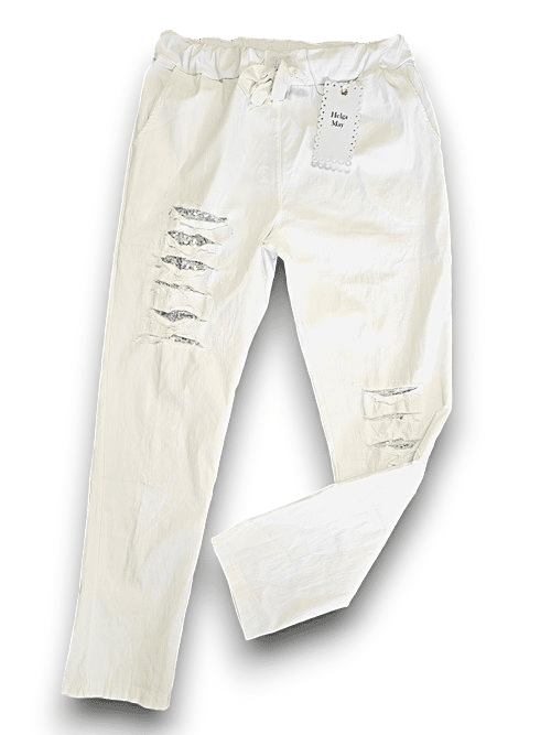 HELGA MAY_RIPPED PANTS LINEN WHITE _ RIPPED PANTS LINEN WHITE _ Ebony Boutique NZ