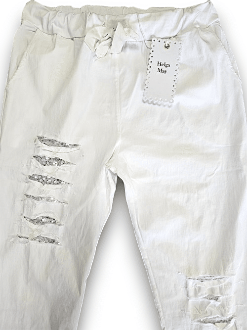 HELGA MAY_RIPPED PANTS LINEN WHITE _ RIPPED PANTS LINEN WHITE _ Ebony Boutique NZ