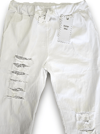 HELGA MAY_RIPPED PANTS LINEN WHITE _ RIPPED PANTS LINEN WHITE _ Ebony Boutique NZ