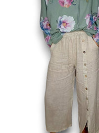 HELGA MAY_SAILOR PANT FRONT ROW BUTTON BEIGE _ SAILOR PANT FRONT ROW BUTTON BEIGE _ Ebony Boutique NZ