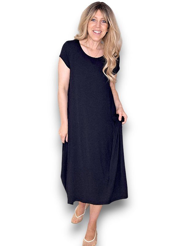 HELGA MAY_SAMBA VISCOSE DRESS BLACK _ SAMBA VISCOSE DRESS BLACK _ Ebony Boutique NZ