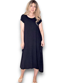 HELGA MAY_SAMBA VISCOSE DRESS BLACK _ SAMBA VISCOSE DRESS BLACK _ Ebony Boutique NZ