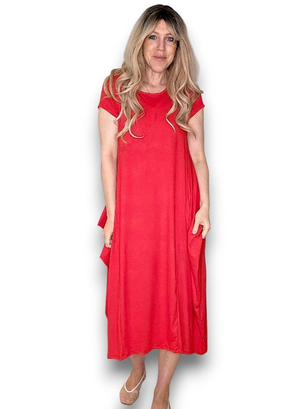 HELGA MAY_SAMBA VISCOSE DRESS RED _ SAMBA VISCOSE DRESS RED _ Ebony Boutique NZ