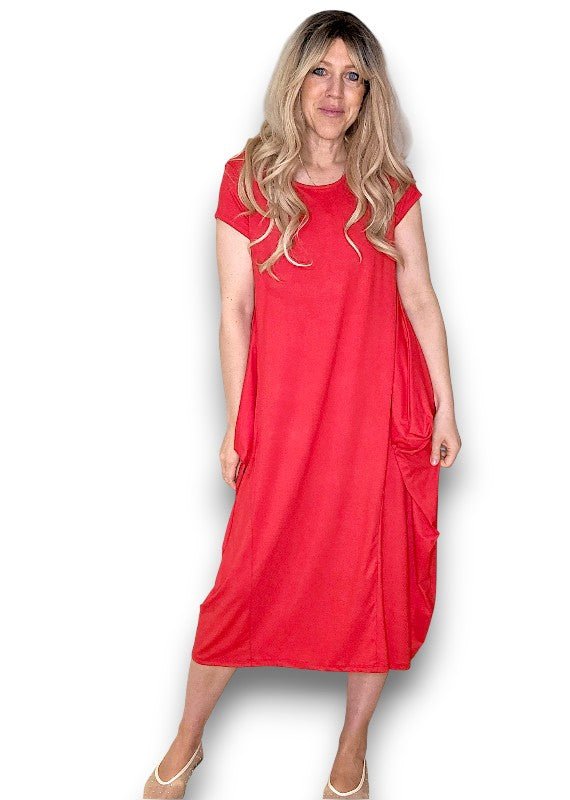 HELGA MAY_SAMBA VISCOSE DRESS RED _ SAMBA VISCOSE DRESS RED _ Ebony Boutique NZ