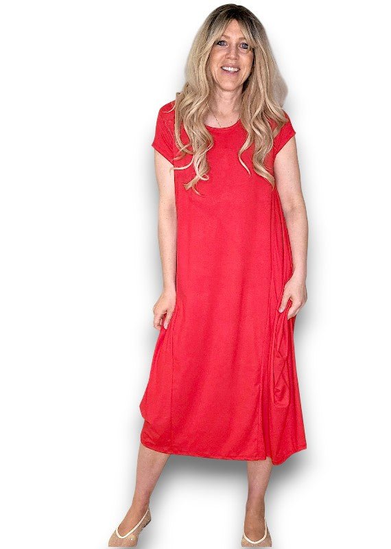 HELGA MAY_SAMBA VISCOSE DRESS RED _ SAMBA VISCOSE DRESS RED _ Ebony Boutique NZ
