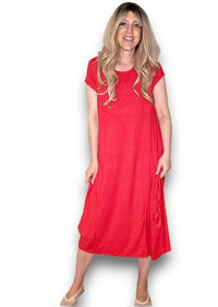 HELGA MAY_SAMBA VISCOSE DRESS RED _ SAMBA VISCOSE DRESS RED _ Ebony Boutique NZ